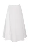 Brandon Maxwell The Knox Low-rise Cotton Poplin Midi Skirt In White