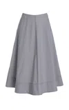 Brandon Maxwell The Knox Low-rise Pima Cotton Midi Skirt In Black,white