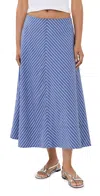 Brandon Maxwell The Knox Low Slung Circle Skirt Navy Stripe