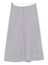 Brandon Maxwell Knox Striped Low-slung Midi Circle Skirt In Gray