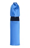 Brandon Maxwell The Larissa Backless Midi Dress In Blue