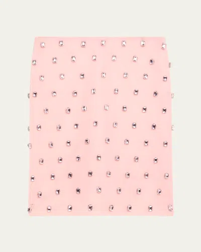 Brandon Maxwell The Leanne Crystal Pencil Skirt In Light Pink
