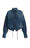 Brandon Maxwell The Leland Eyelet Denim Shirt In Blue