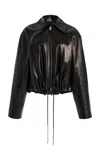Brandon Maxwell The Harper Balloon Lambskin Leather Jacket In Black