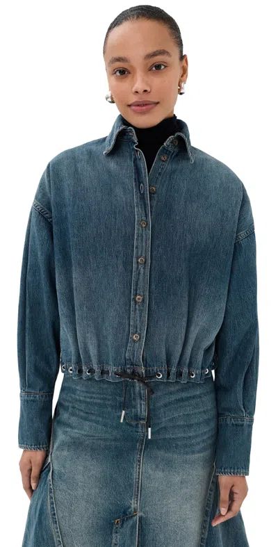 Brandon Maxwell The Leland Shirt With Eyelet Detailing Blue Wash