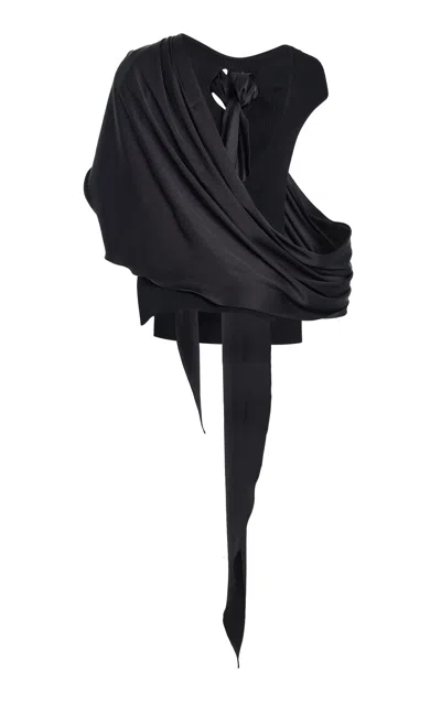Brandon Maxwell The Lena Scarf-detailed Knit Tank Top In Black
