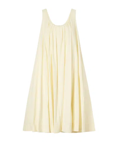 Brandon Maxwell The Lennox Pleated Stretch-cotton Poplin Midi Dress In Yellow