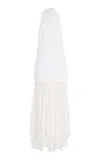 Brandon Maxwell The Leonie Bias-cut Crepe Maxi Dress In White