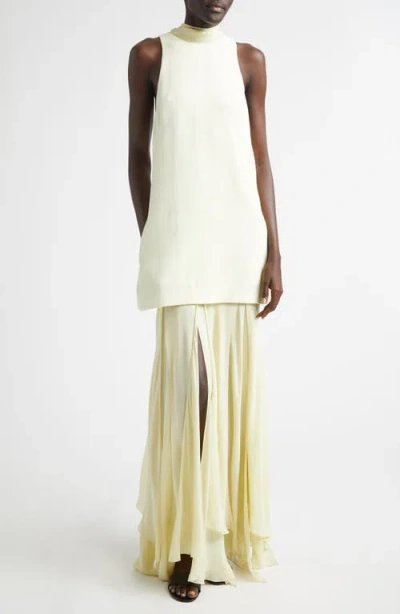 Brandon Maxwell The Leonie Layered Crepe & Silk Chiffon Dress In Neutral