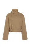 Brandon Maxwell The Lily Cropped Cotton Gabardine Trench Coat In Khaki