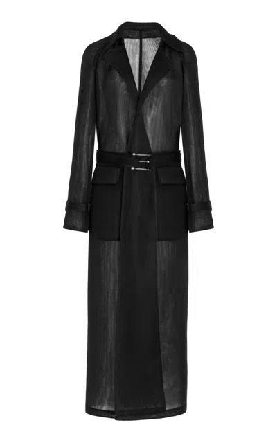 Brandon Maxwell The Lineisy Belted Long Trench Coat In Black