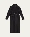 Brandon Maxwell The Lineisy Belted Semi-sheer Trench Coat In Black