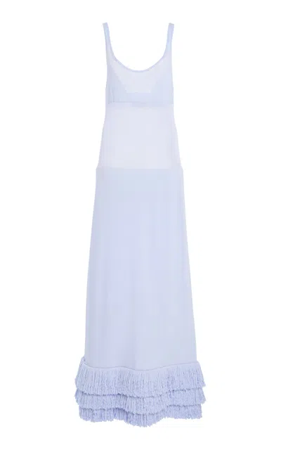 Brandon Maxwell The Lineisy  Fringed Knit Maxi Skirt In Purple