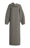 Brandon Maxwell The Lisette Scarf-detailed Wool Midi Dress In Plaid