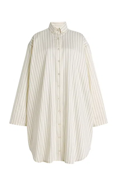 Brandon Maxwell The Long Javi Boxy Cotton Button-down Shirt In Off-white
