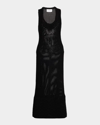 Brandon Maxwell The Lou Lou Mesh-knit Dress In Black