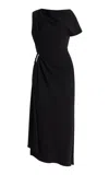 Brandon Maxwell The Lowery Asymmetric Wool Tailoring Midi Dress In Black,white
