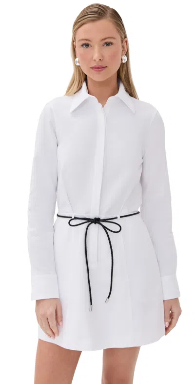 Brandon Maxwell The Lula Collared Shirt Dress With Mini Bubble Skirt White