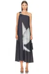 Brandon Maxwell The Mae One Shoulder Draped Dress In Gray
