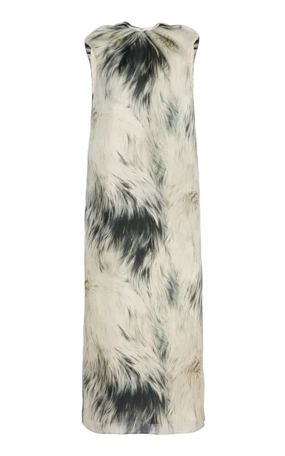Brandon Maxwell The Margaux Draped Silk Sheath Midi Dress In White