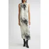Brandon Maxwell The Margaux Fur Print Sleeveless Silk Maxi Dress In Multi