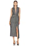 Brandon Maxwell The Margo Wool Vest Asymmetrical Midi Dress In Gray