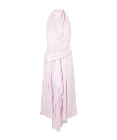 Brandon Maxwell The Marin Satin Halterneck Midi Dress In Pink
