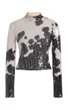 Brandon Maxwell The Maven  Paillette Mock Neck Top In Multi