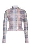 Brandon Maxwell The Maven  Paillette Mock Neck Top In Multi
