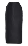 Brandon Maxwell The Mercer  Bonded Wool-silk Mikado Pencil Midi Skirt In Black