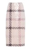 Brandon Maxwell The Mercer  Paillette Patterned Midi Skirt In Multi