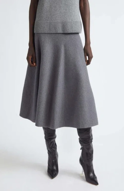 Brandon Maxwell The Miller Structured Virgin Wool Knit Skirt In Gray