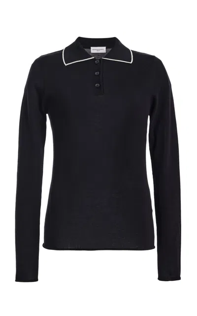 Brandon Maxwell The Mills Knit Polo Sweater In Black