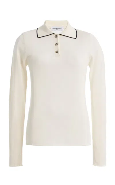 Brandon Maxwell The Mills Knit Polo Sweater In Neutral