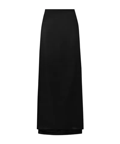 Brandon Maxwell The Monroe Draped Silk-twill Maxi Skirt In Black