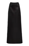 Brandon Maxwell The Monroe Mantle-detailed Wool-silk Maxi Skirt In Black