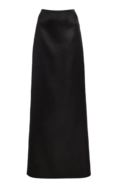 Brandon Maxwell The Monroe Mantle-detailed Wool-silk Maxi Skirt In Black