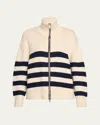 Brandon Maxwell The Morgan Zipped Cashmere Cardigan In Navy Ivory