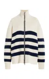 Brandon Maxwell The Morgan Zipped Cashmere Cardigan In Navy Ivory