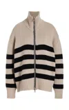 Brandon Maxwell The Morgan Zipped Cashmere Cardigan In Stripe