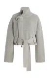 Brandon Maxwell The Neal Belted Cashmere Sweater In Grey