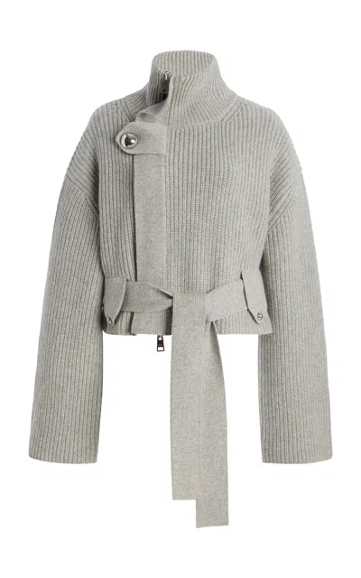 Brandon Maxwell The Neal Belted Cashmere Sweater In Grey