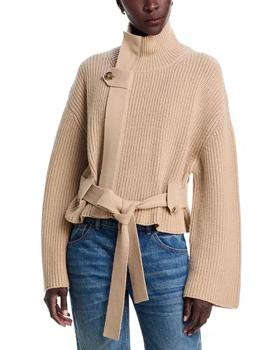 Brandon Maxwell The Neal Cashmere Zip Front Sweater In Brown