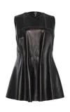 Brandon Maxwell The Noa  Structured Plisse Leather Min Dress In Black