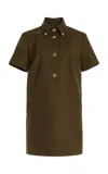 Brandon Maxwell The Noelle Cotton Gabardine Mini Shirt Dress In Green
