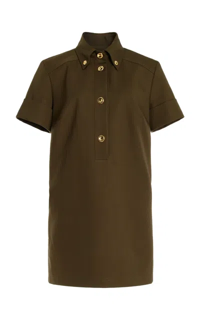 Brandon Maxwell The Noelle Cotton Gabardine Mini Shirt Dress In Green