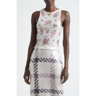 Brandon Maxwell Noemi Top In Pailette Blush Floral In Pink