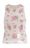 Brandon Maxwell The Noemi  Paillette Floral Tank Top In Multi