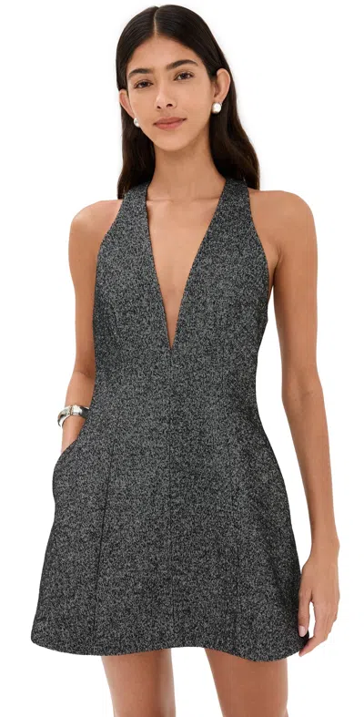 Brandon Maxwell The Nola Deep V Mini Bubble Dress Graphite