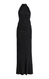 Brandon Maxwell The Ophelia  High Neck Bi-strech Crepe Gown In Black